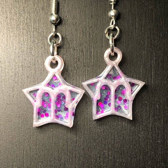 Handmade UV Resin Aries Zodiac Symbol Earrings - Picture 2 of 8